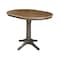 International Concepts Round 36 in Rd top ped table, 12 in leaf, 36.1 inh, counter Ht, Hickory/Washed Coal, 36 W, 48 L, Wood K45-36RXT-27B-6B - alternate 3